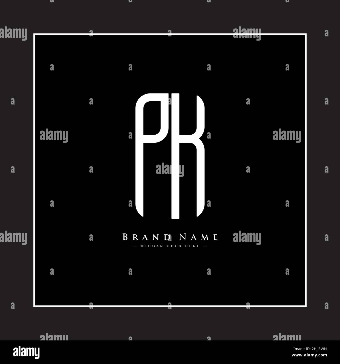 Minimal Business Logo für Alphabet PK - Anfangsbuchstabe P und K Logo Stock Vektor