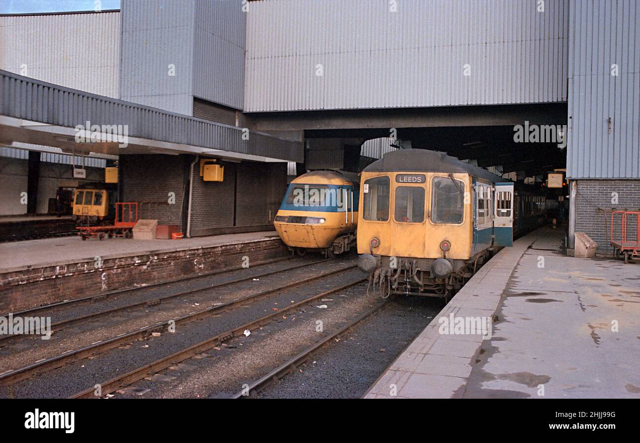 Leeds City Station in den British Rail Days in den 1980er Jahren Stockfoto