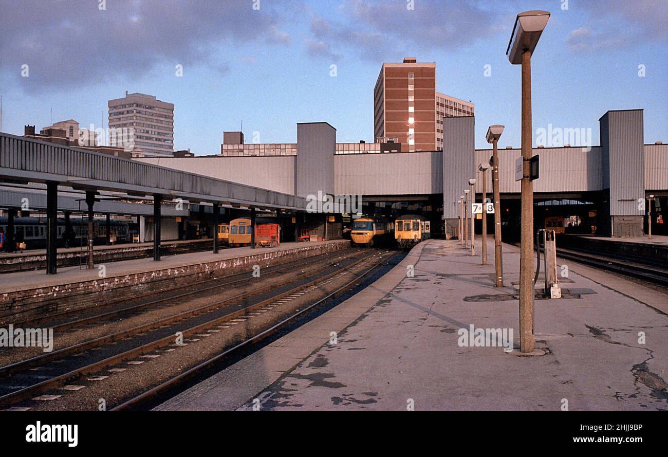 Leeds City Station in den British Rail Days in den 1980er Jahren Stockfoto
