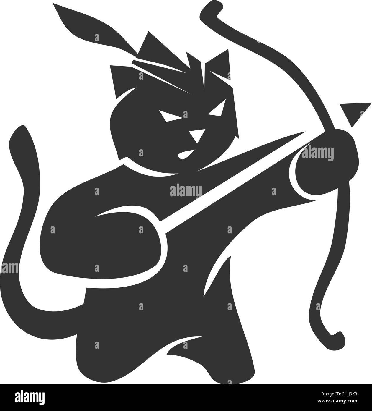 Cat Archer Icon Illustration Markenidentität Stock Vektor