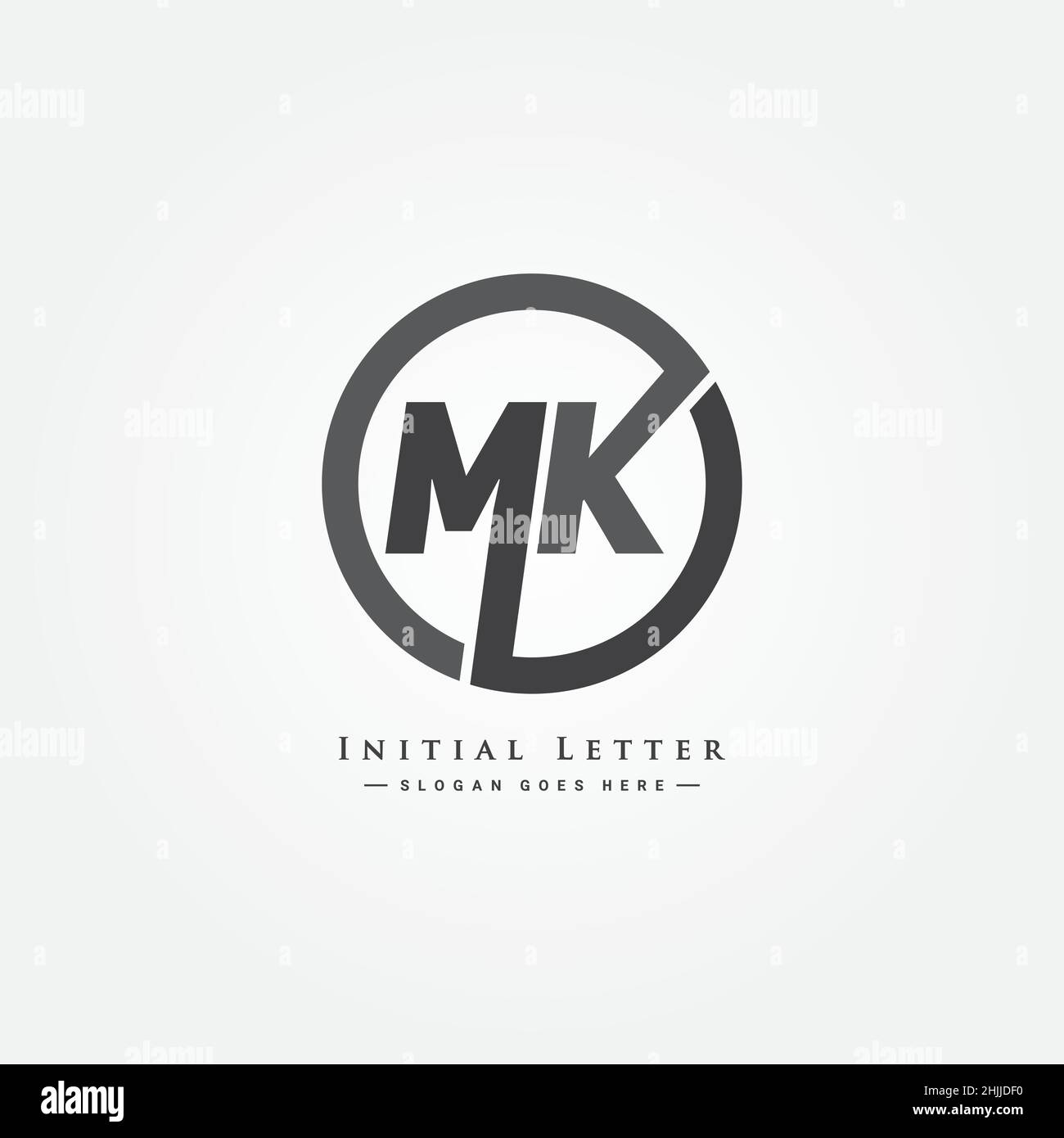 Minimal Business Logo für Alphabet MK - Anfangsbuchstabe M und K Logo - Monogrammstil Logo für Firmennamen Initialen Stock Vektor