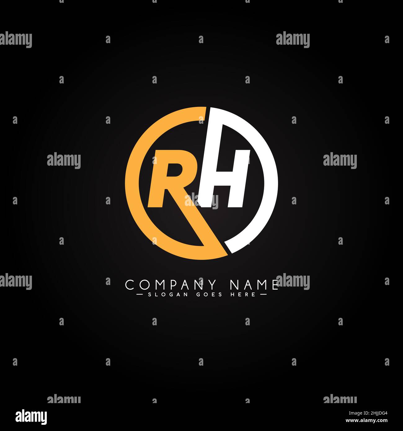 Minimal Business Logo für Alphabet RH - Anfangsbuchstabe R und H Logo - Monogrammstil Logo für Firmennamen Initialen Stock Vektor