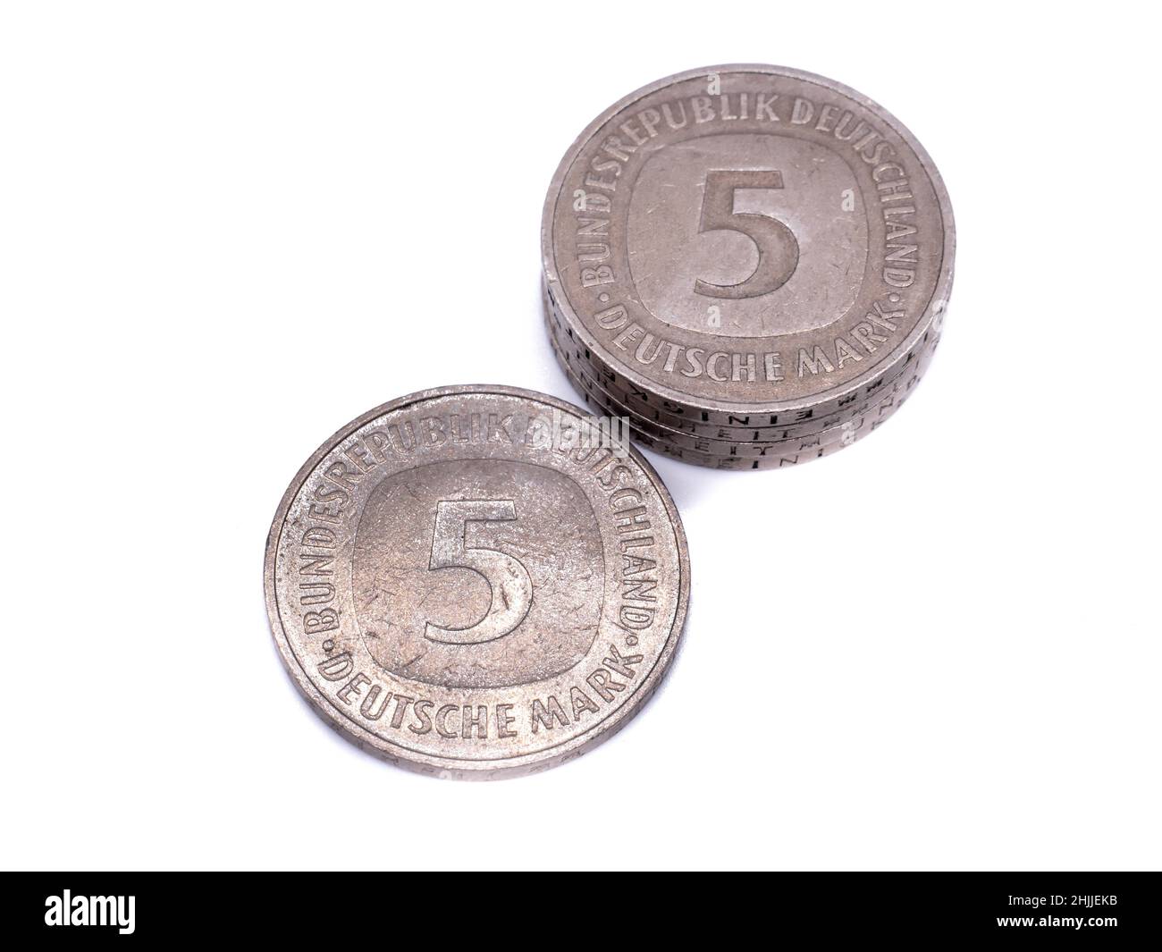 5 D-Mark-Münze aus der ehemaligen Bundesrepublik Deutschland Stockfoto