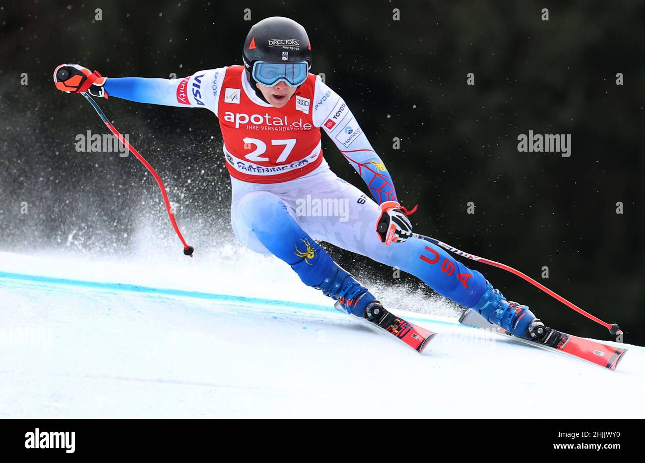 Garmisch Partenkirchen, Deutschland. 29th Januar 2022. Alpinski: WM, Abfahrt, Frauen. Jacqueline Wiles aus den USA fährt Ski auf der Kandahar. Quelle: Karl-Josef Hildenbrand/dpa/Alamy Live News Stockfoto