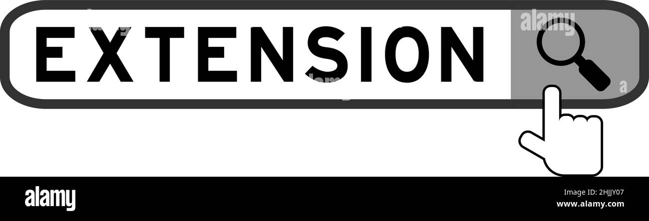 Suchbanner in der Worterweiterung mit dem Symbol für die Übergeben der Lupe auf weißem Hintergrund Stock Vektor