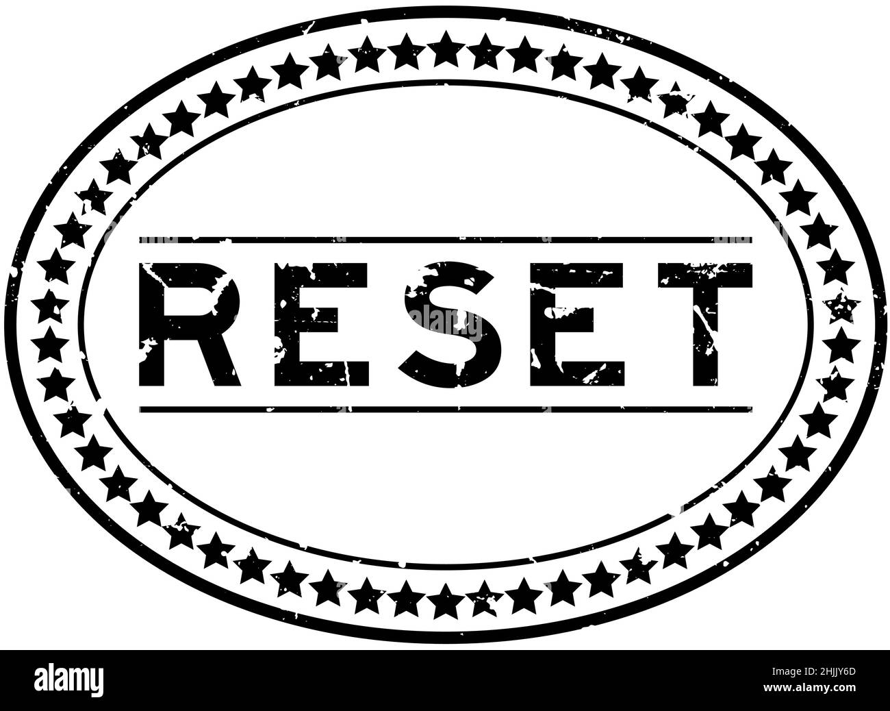 Grunge schwarz Reset Wort oval Gummi Siegel Stempel auf weißem Hintergrund Stock Vektor