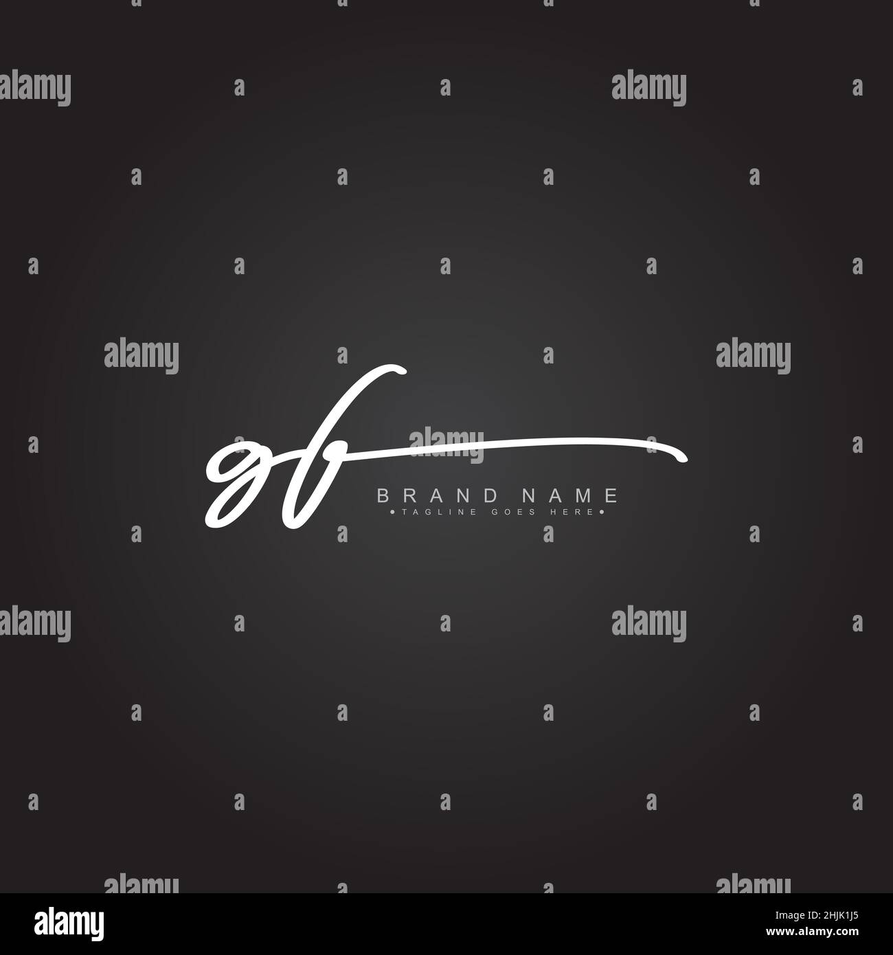 Anfangsbuchstabe GF Logo - handgeschriebenes Signaturlogo - einfaches Vektorlogo im Signaturstil für Initialen Stock Vektor