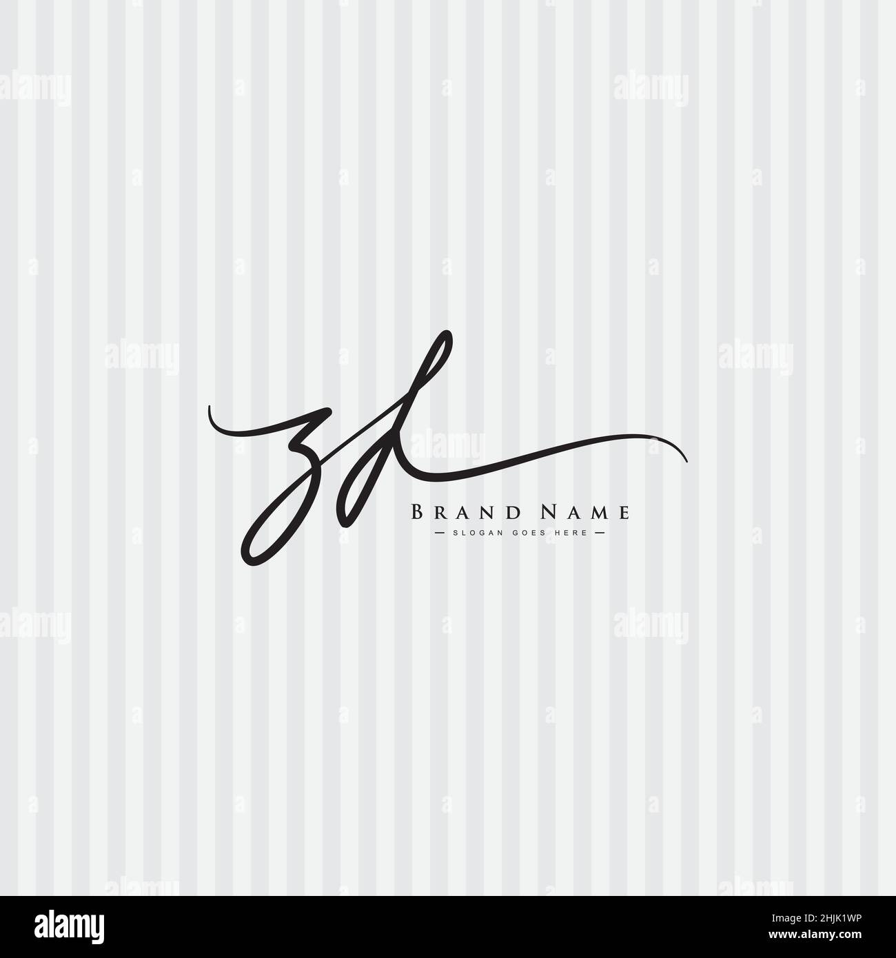 Anfangsbuchstabe ZF-Logo - handgeschriebenes Signaturlogo - einfaches Vektorlogo im Signaturstil für Initialen Stock Vektor