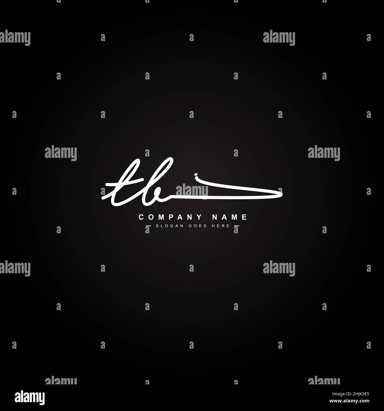 Anfangsbuchstabe TB-Logo - handgezeichnetes Signaturlogo - einfaches Vektorlogo im Signaturstil für Initialen Stock Vektor