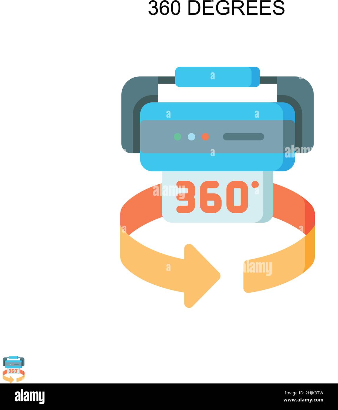 360 Grad einfaches Vektorsymbol. Illustration Symbol Design-Vorlage für Web mobile UI-Element. Stock Vektor