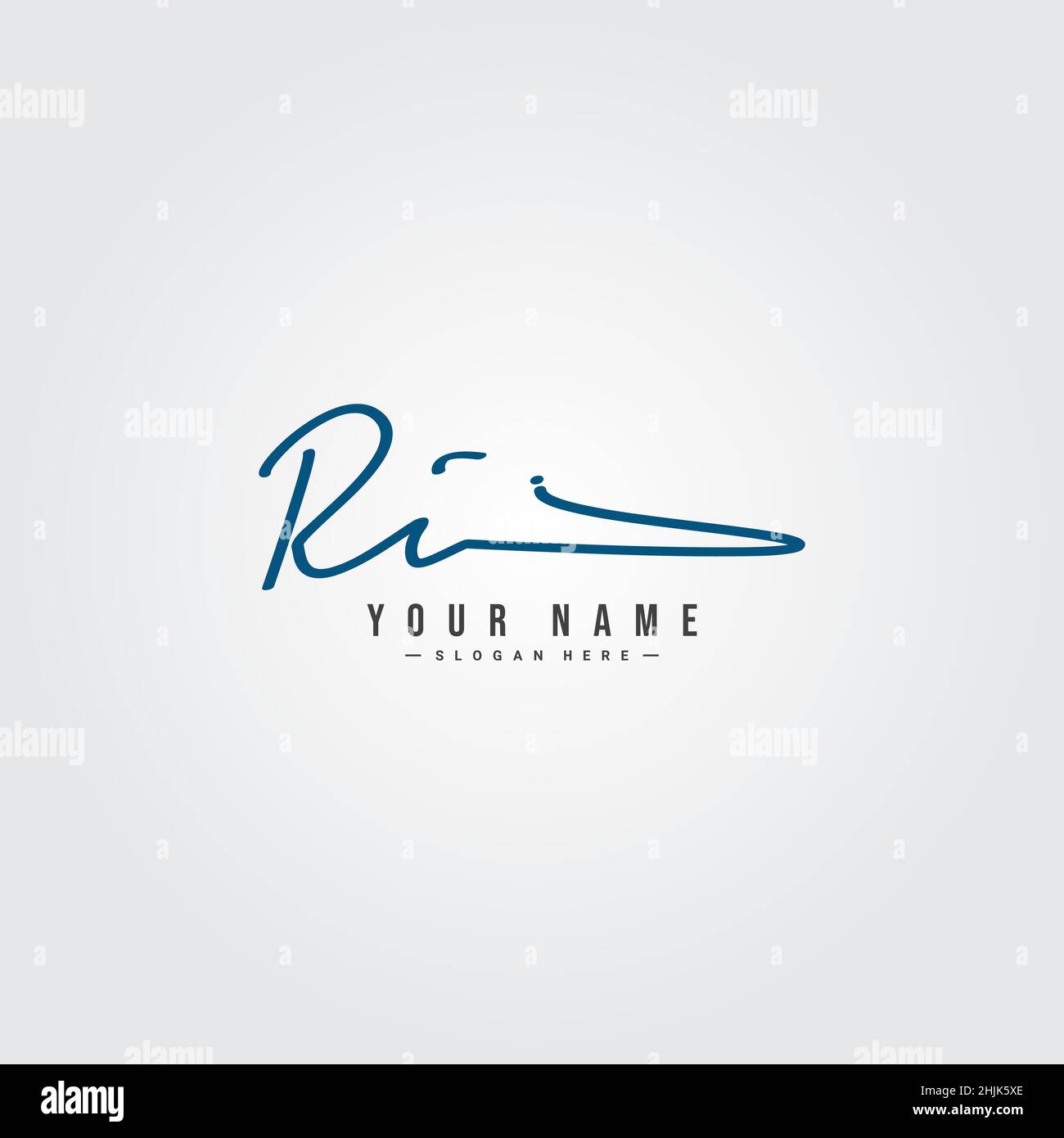 Anfangsbuchstabe RI Logo - handgezeichnetes Signature Style Logo - einfaches Vektor-Logo im Signature Style für Initialen Stock Vektor