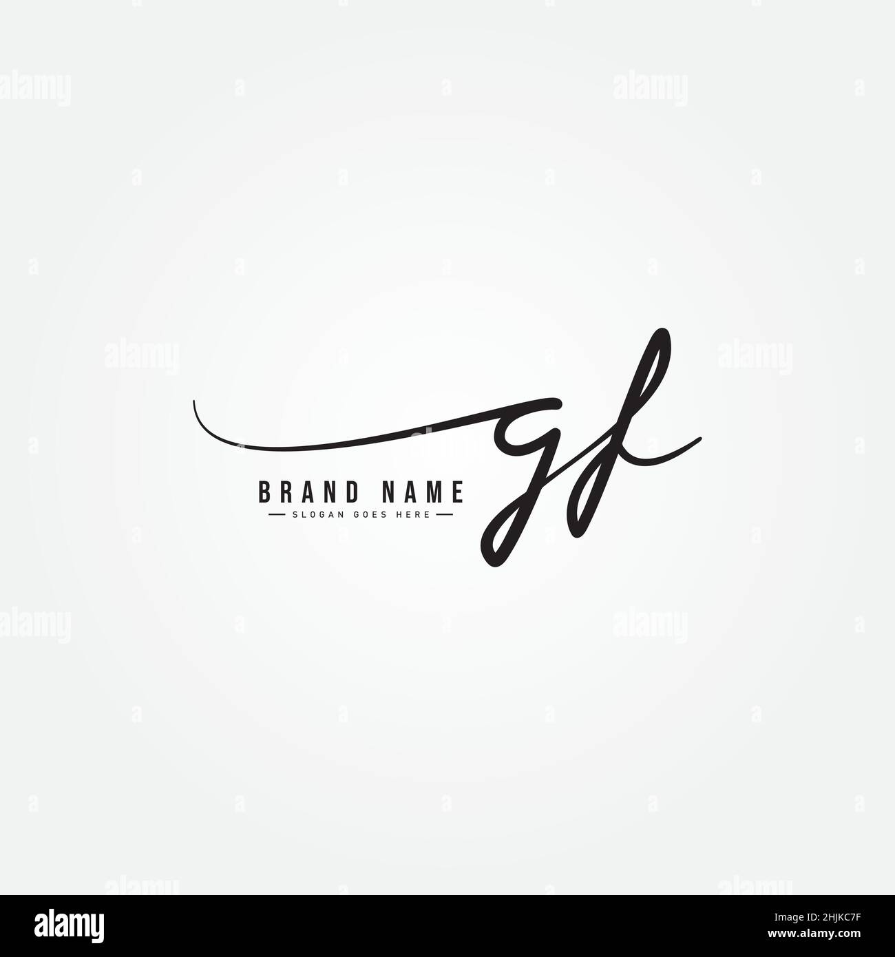 Anfangsbuchstabe GF Logo - handgezeichnetes Signaturlogo - einfaches Vektorlogo im Signaturstil für Initialen Stock Vektor