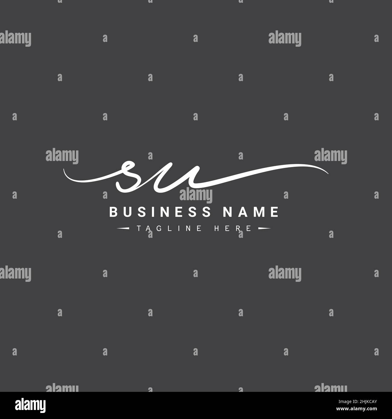 Anfangsbuchstabe SU Logo - handgezeichnetes Signature Style Logo - einfaches Vektorlogo im Signature Style für Initialen Stock Vektor