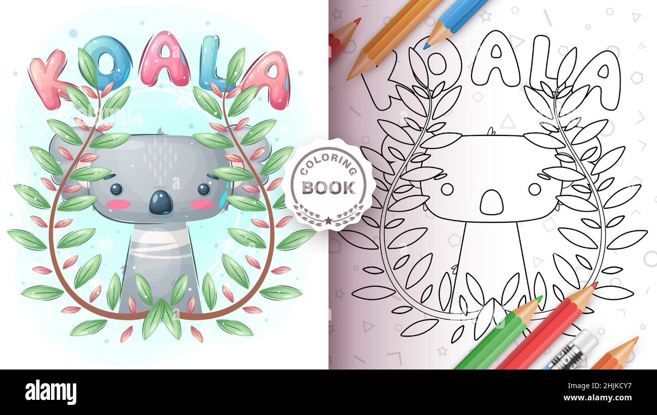 Koala im Wald - Malvorlagen Stock Vektor
