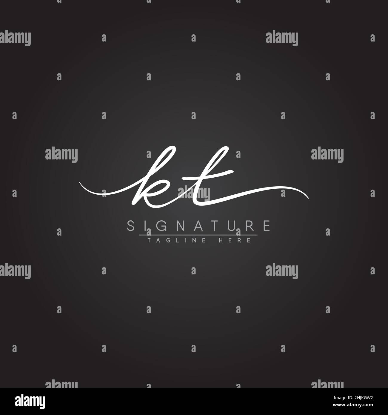 Anfangsbuchstabe KT Logo - handgezeichnetes Signature Style Logo - einfaches Vektor-Logo im Signature Style für Initialen Stock Vektor