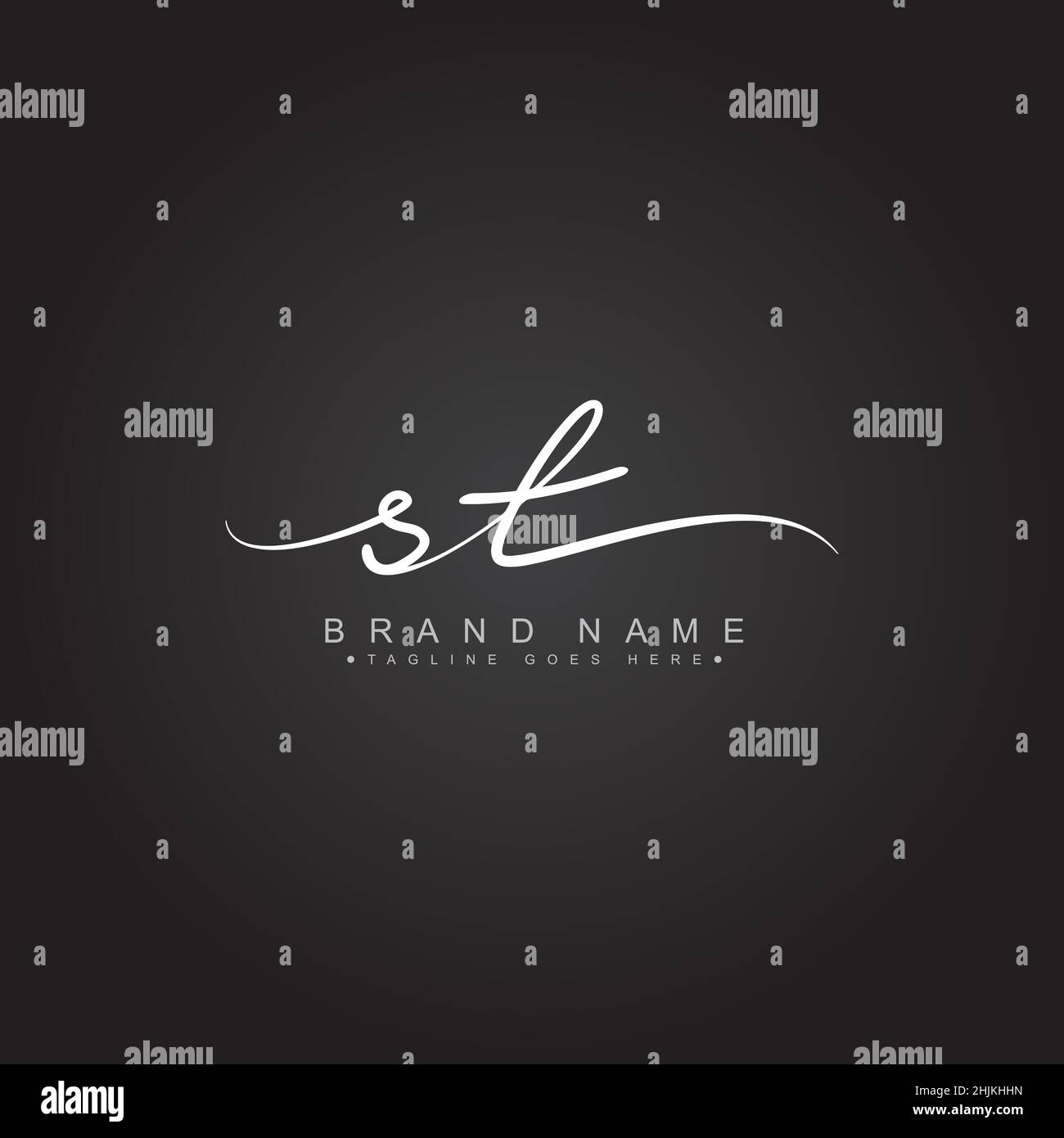 Anfangsbuchstabe ST-Logo - handgezeichnetes Signaturlogo - Minimales Vektorlogo für Initialen im handschriftlichen Stil Stock Vektor