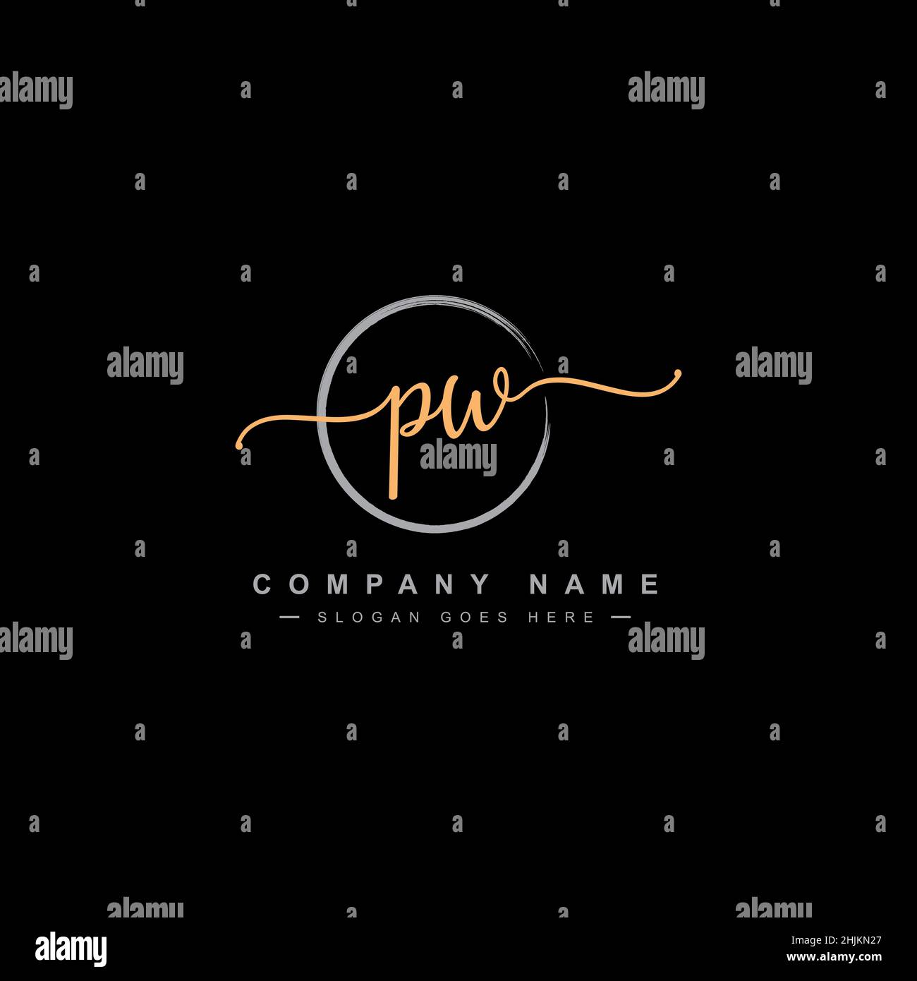 Anfangsbuchstabe PW-Logo - handgeschriebenes Logo im Signaturstil - Minimales Vektorlogo für Initialen im Handschriftenstil Stock Vektor