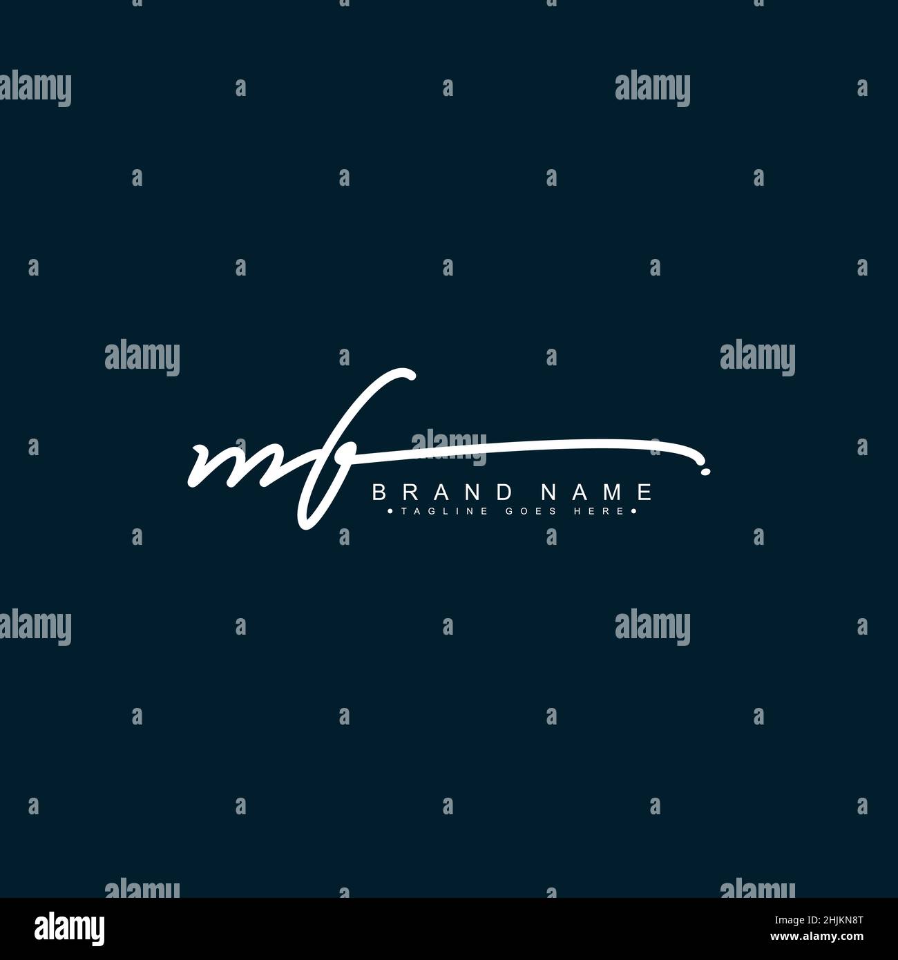 Anfangsbuchstabe MF-Logo - handgeschriebenes Logo im Signaturstil - Minimales Vektorlogo für Initialen im Handschriftstil Stock Vektor