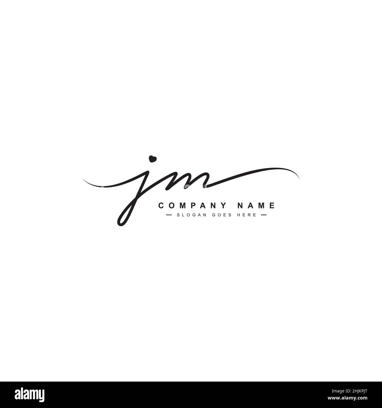 Anfangsbuchstabe JM-Logo - handgezeichnetes Logo im Signaturstil - Minimales Vektorlogo für Initialen im Handschriftstil Stock Vektor