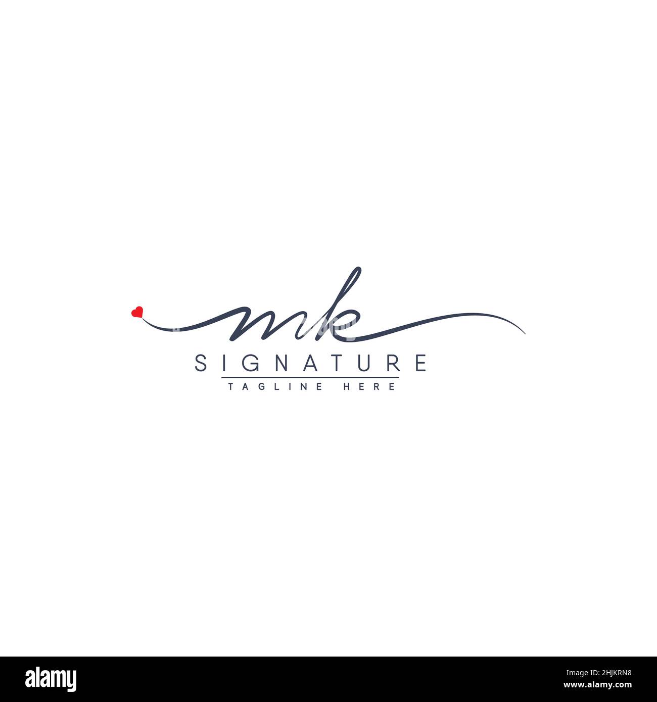 Anfangsbuchstabe MK-Logo - handgeschriebenes Logo im Signaturstil - Minimales Vektorlogo für Initialen im Handschriftstil Stock Vektor