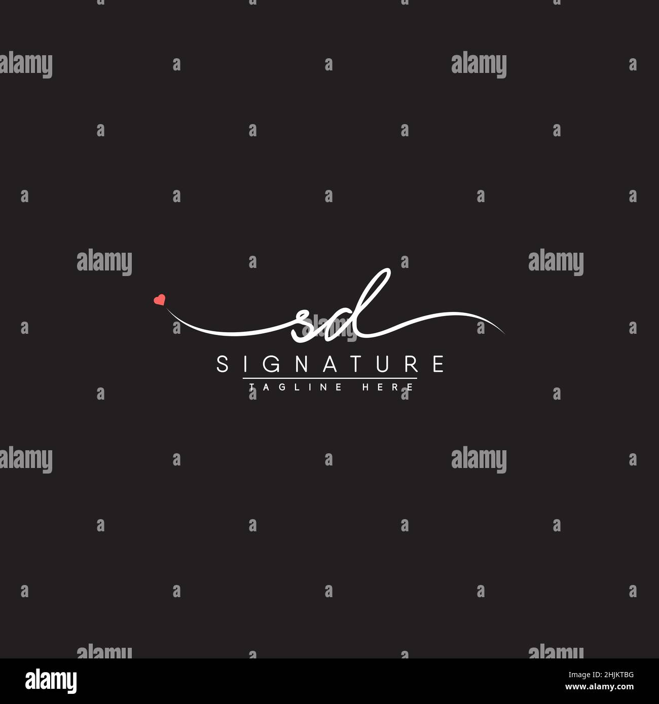 Anfangsbuchstabe SD-Logo - handgezeichnetes Signaturlogo - Minimales Vektorlogo für Initialen im handschriftlichen Stil Stock Vektor