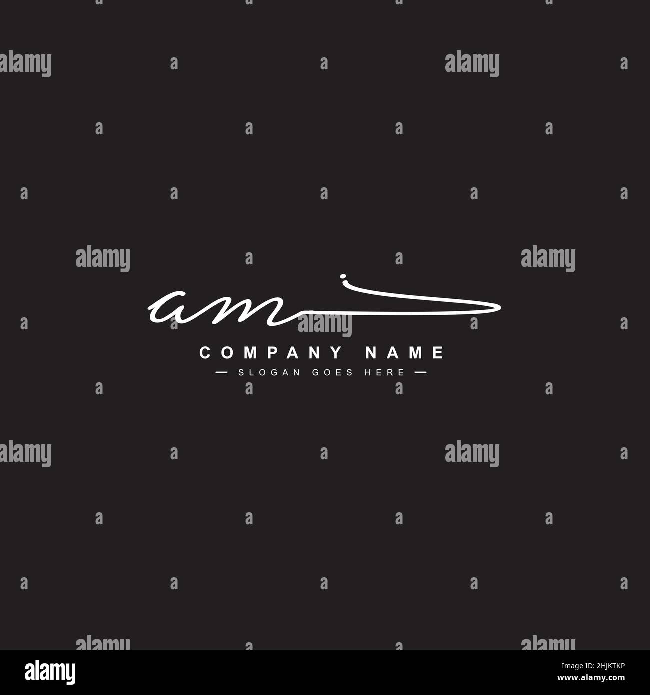 Anfangsbuchstabe AM-Logo - handgezeichnetes Logo im Signaturstil - Minimal Vector-Logo für Initialen im Handschriftstil Stock Vektor