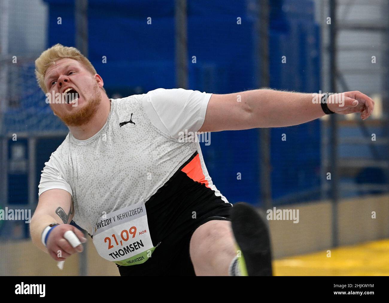 Nehvizdy, Tschechische Republik. 30th Januar 2022. Der Norweger Marcus Thomsen tritt beim internationalen Leichtathletik-Hallentreffen „Stars in Nehvizdy“ am 30. Januar 2022 in Nehvizdy, Tschechien, an. Kredit: Michal Krumphanzl/CTK Foto/Alamy Live Nachrichten Stockfoto