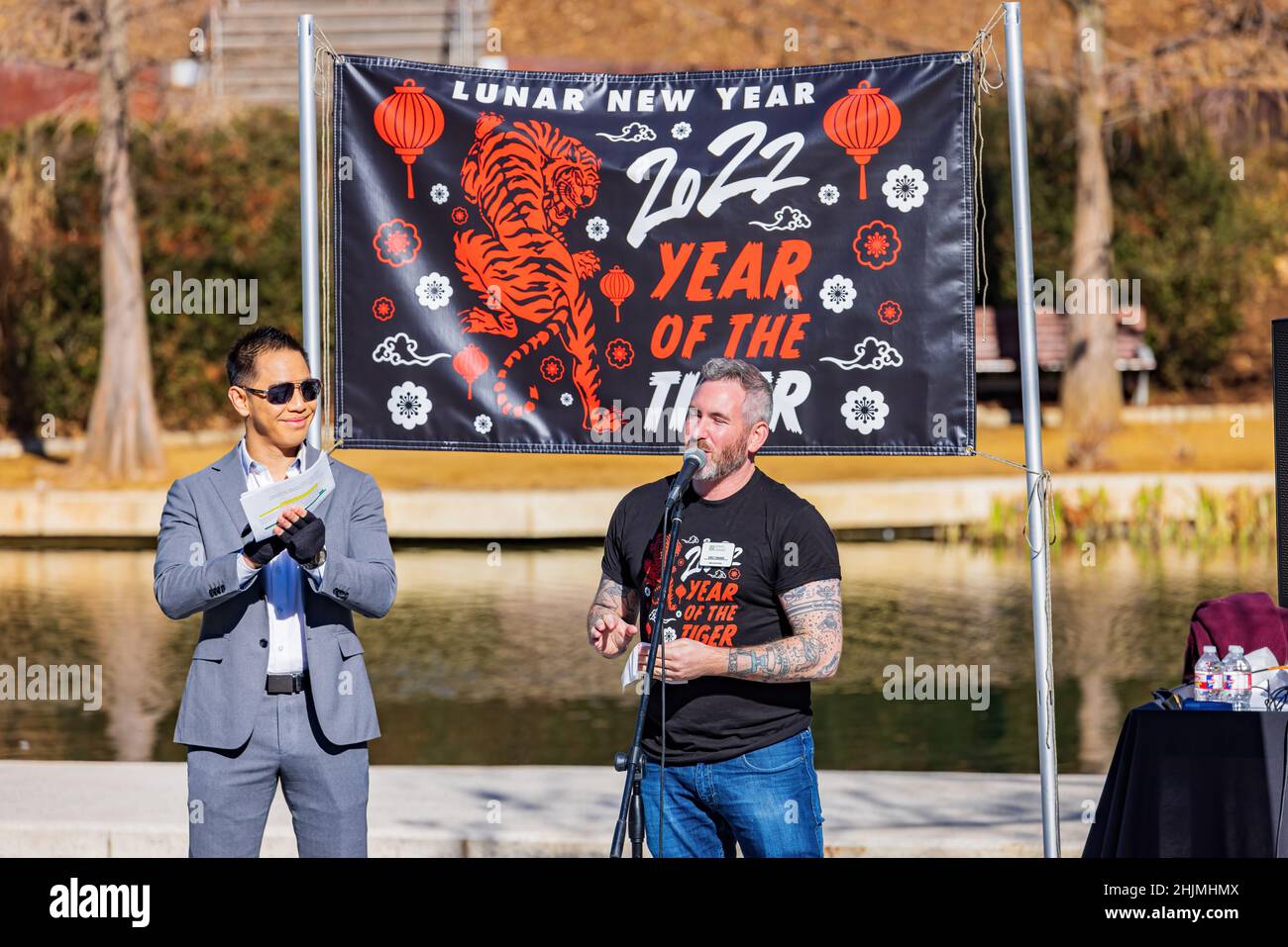 Oklahoma, JAN 29 2022 - Sonnenansicht des Lunar New Year Festivals Stockfoto