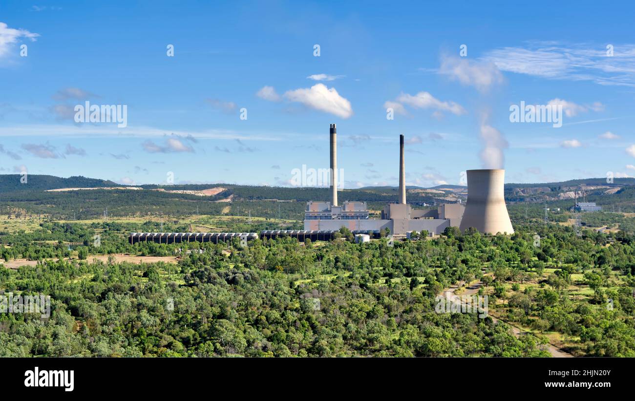 Luftaufnahme des Kohlekraftwerks Biloela Queensland Australien Stockfoto