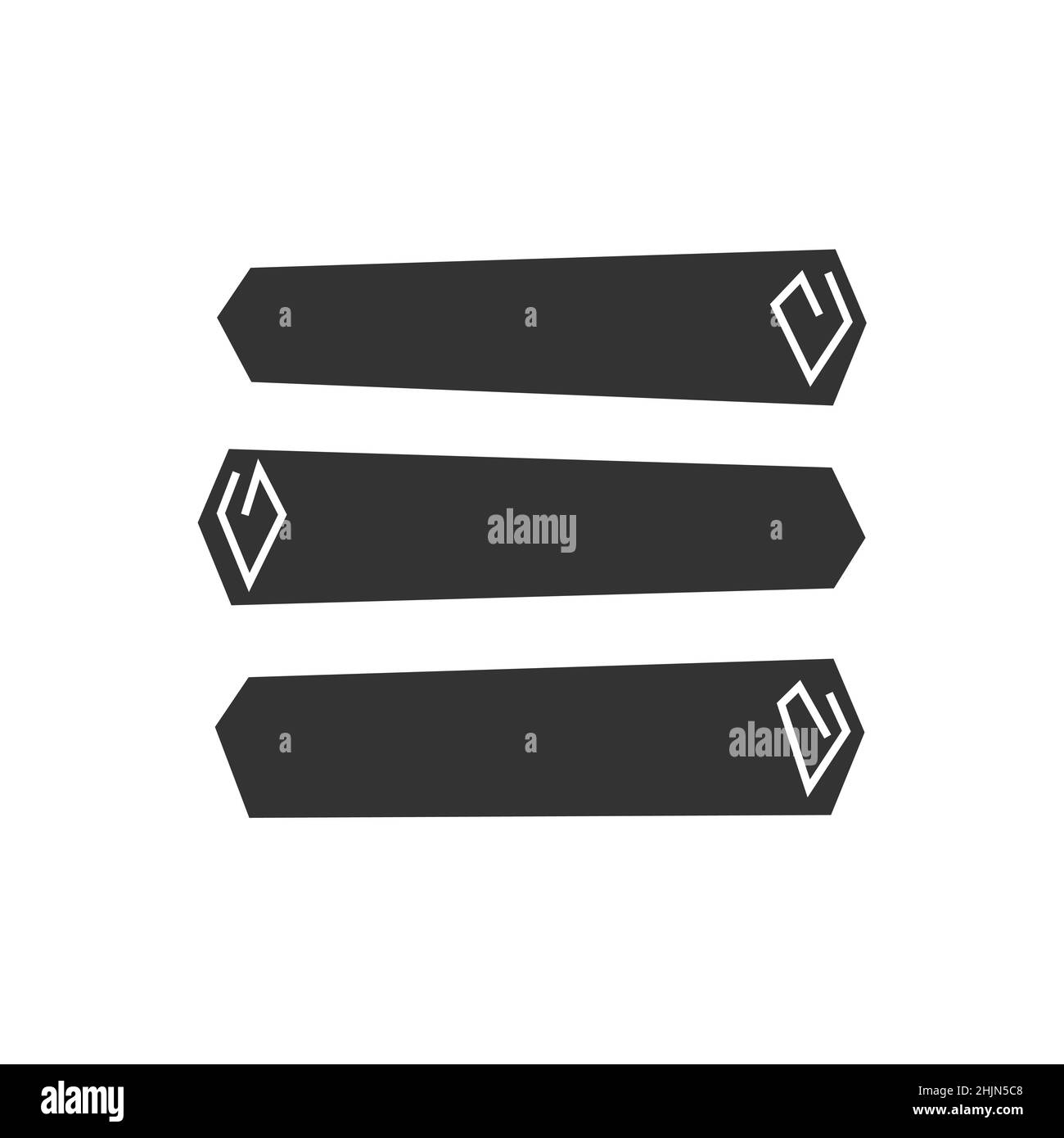 Vektor flach isoliert Illustration mit vereinfachtem Bild von drei Zimtstangen. Schwarze geometrische Formen mit weißen Linien und Hintergrund Stock Vektor