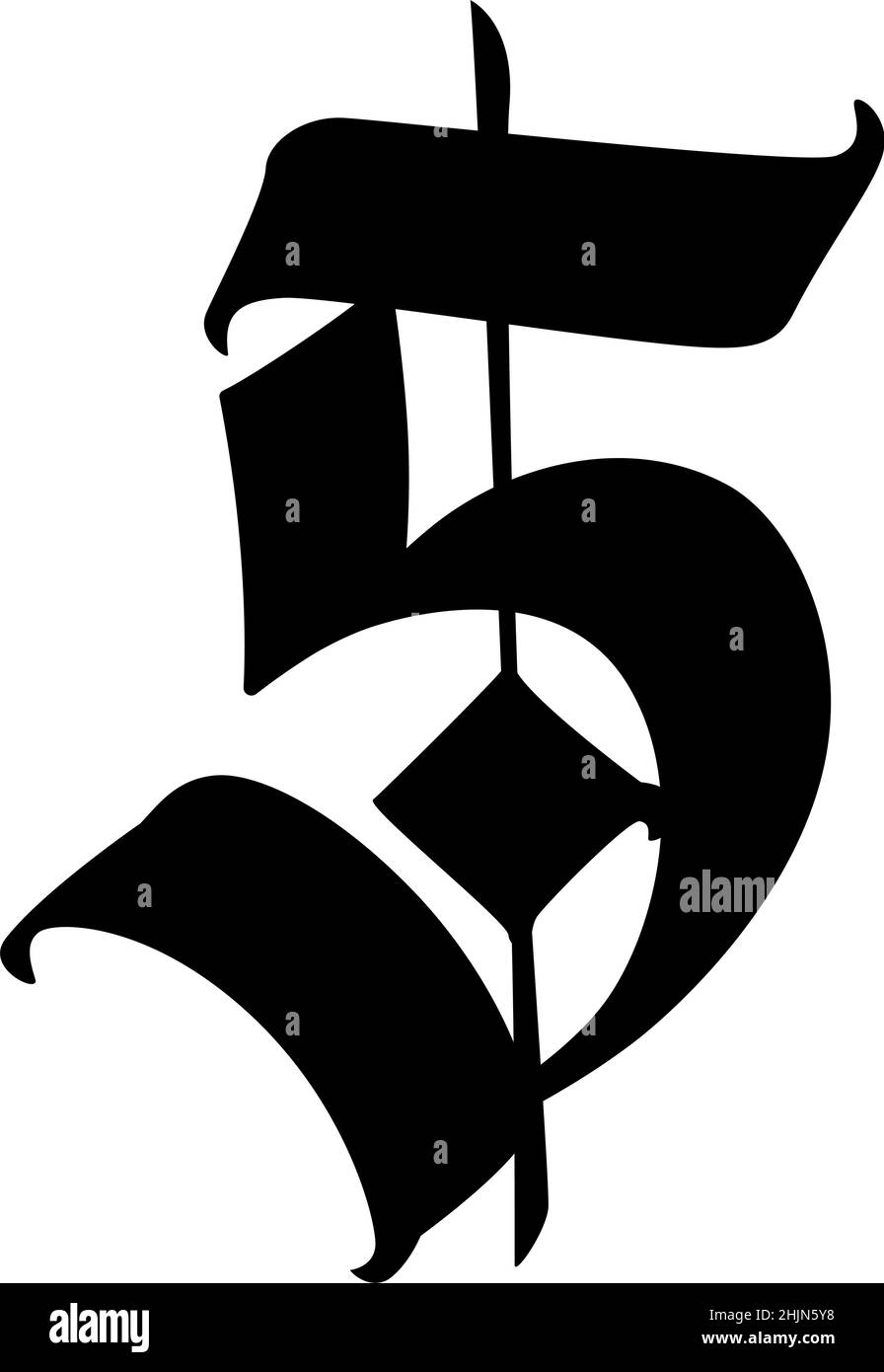 Die Zahlen sind im gotischen Stil. Vektor. Symbole auf weißem