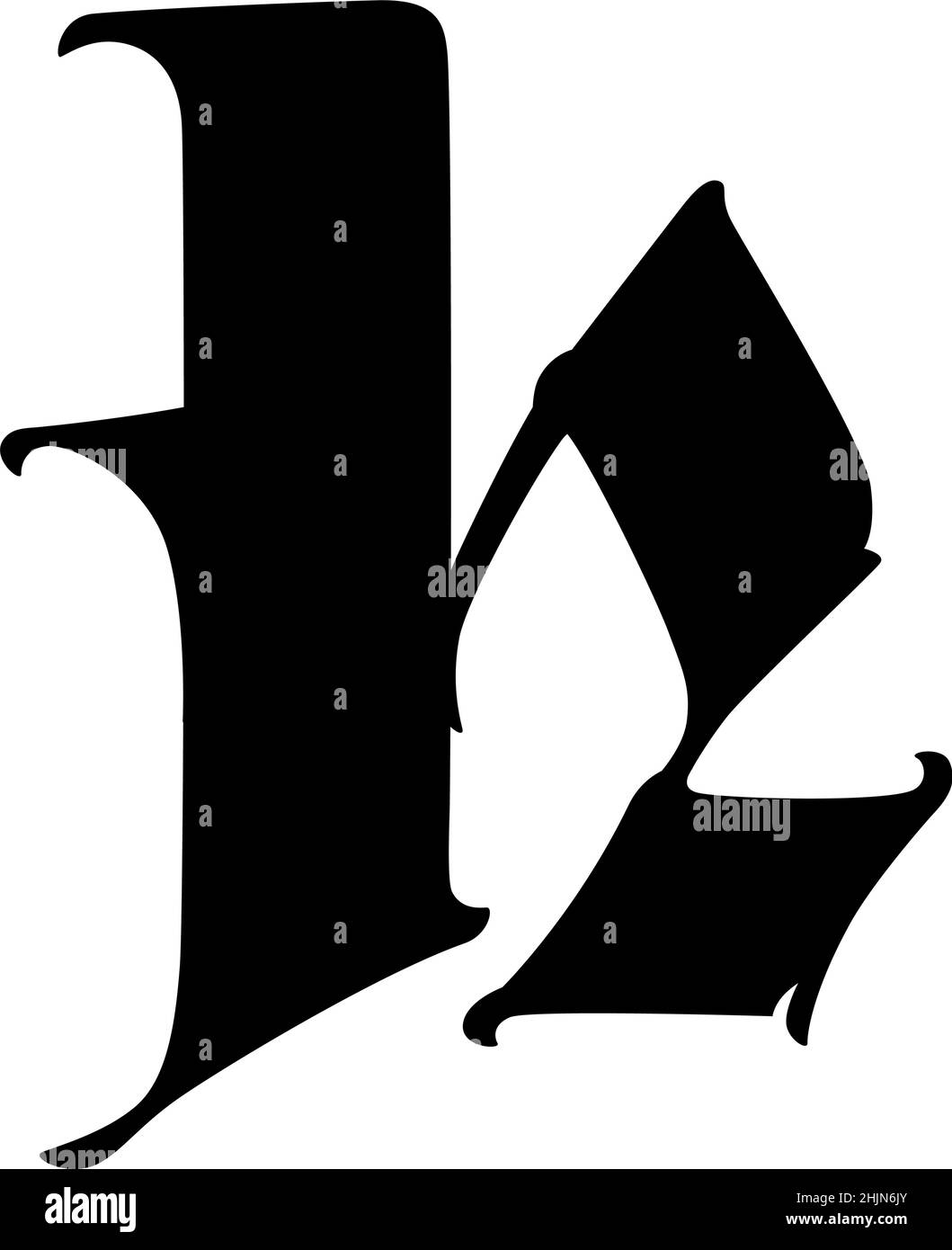 Brief im gotischen Stil. Vektor. Altes Alphabet. Das Symbol ist auf weißem Hintergrund isoliert. Kalligraphischer, mittelalterlicher lateinischer Buchstabe. Logo für die kostenlose Stock Vektor
