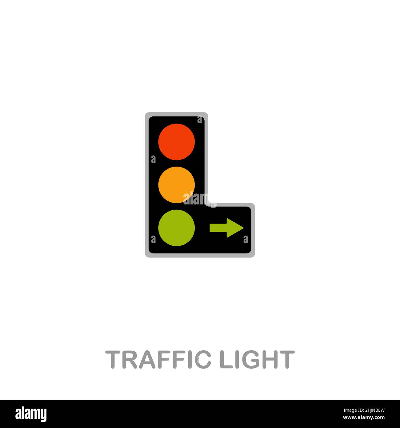 Flaches Ampelsymbol. Farbiger Elementschild aus der Transportsammlung. Flaches Ampelsymbol für Webdesign, Infografiken und mehr. Stock Vektor