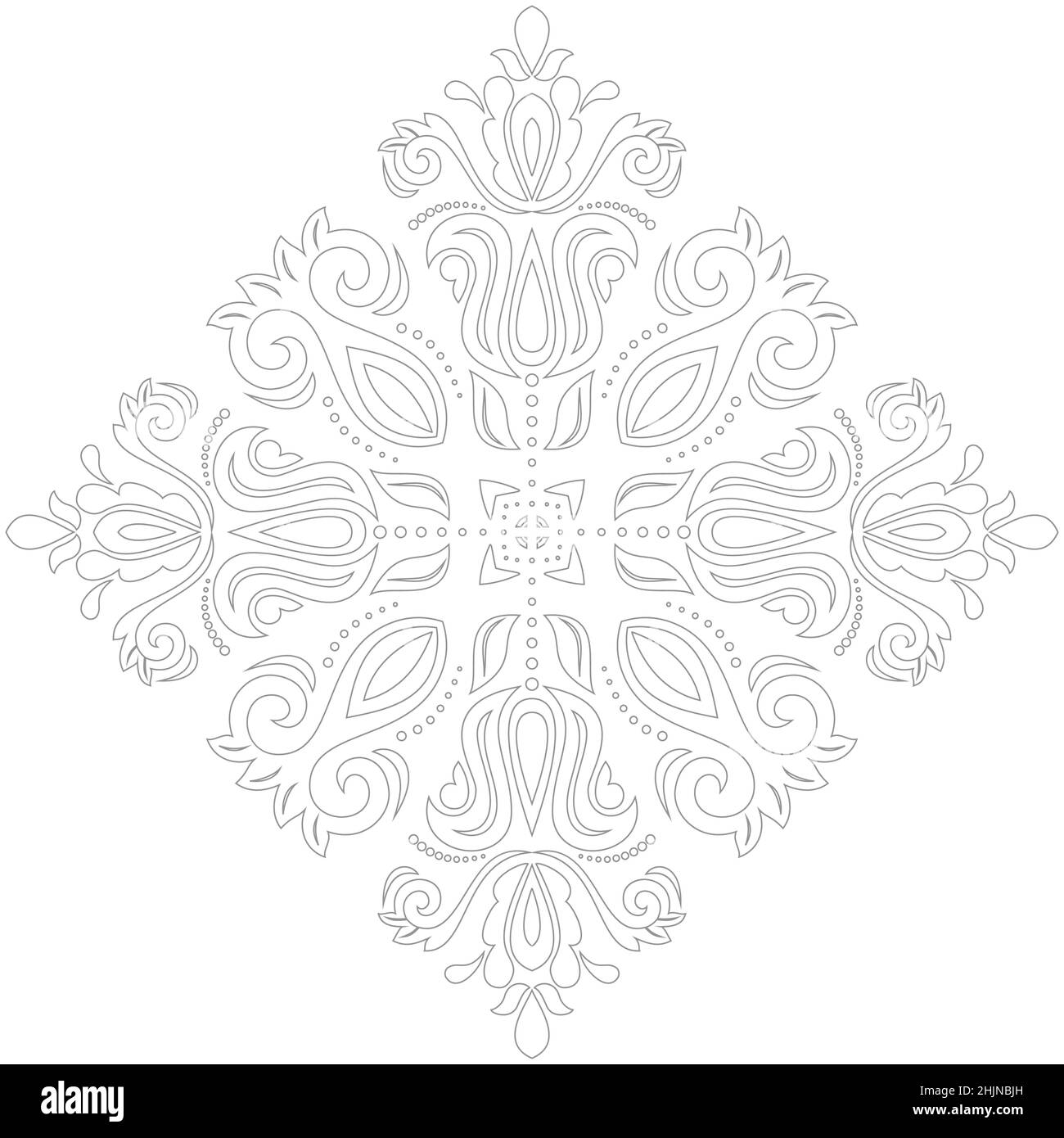 Orientalischer Vektor quadratisches hellgraues Ornament mit Arabesken und floralen Elementen. Traditionelle klassische Ornamente. Vintage-Muster mit Arabesken Stock Vektor