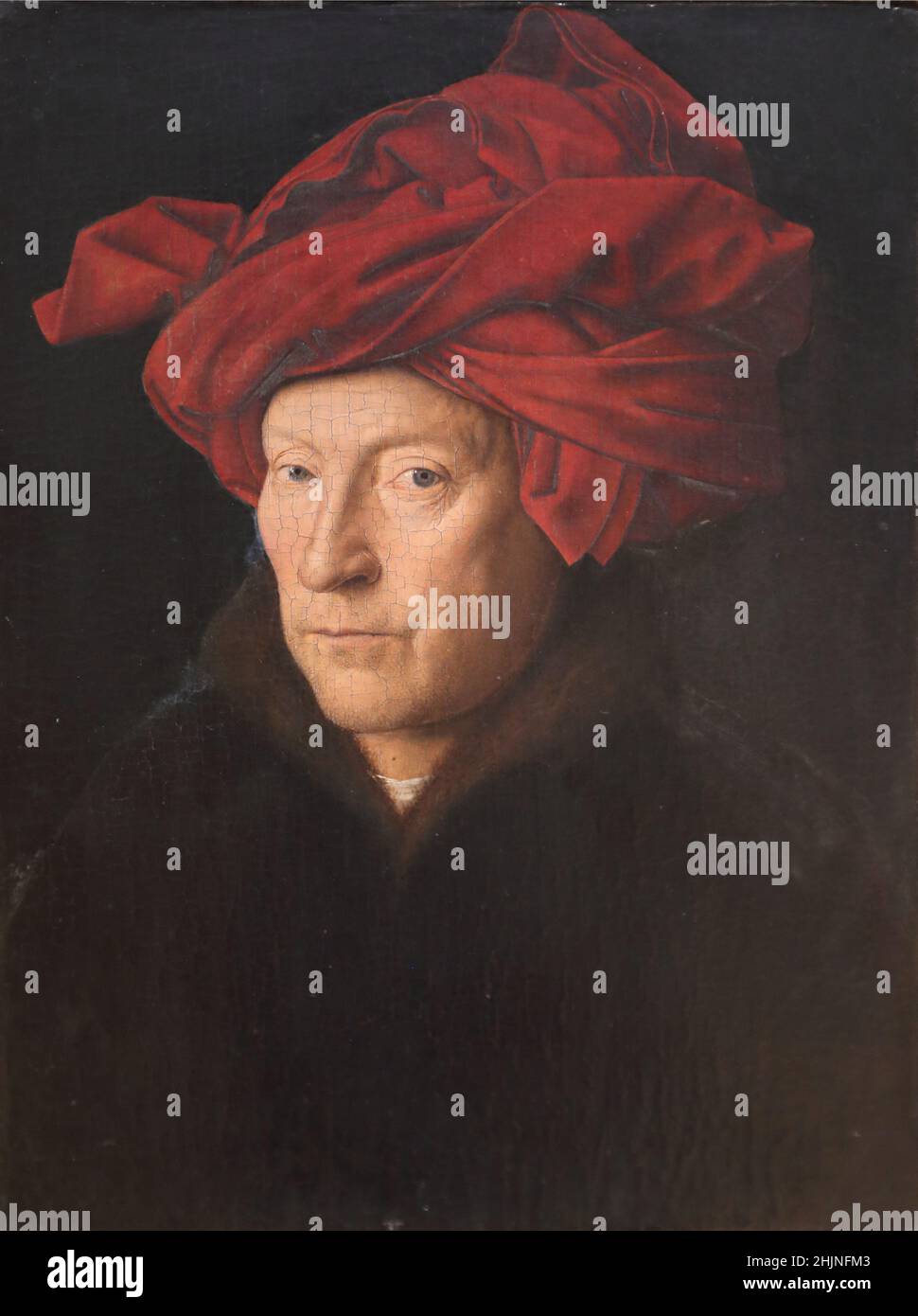 Porträt eines Mannes vom flämischen Maler Jan van Eyck in der National Gallery, London, Großbritannien Stockfoto