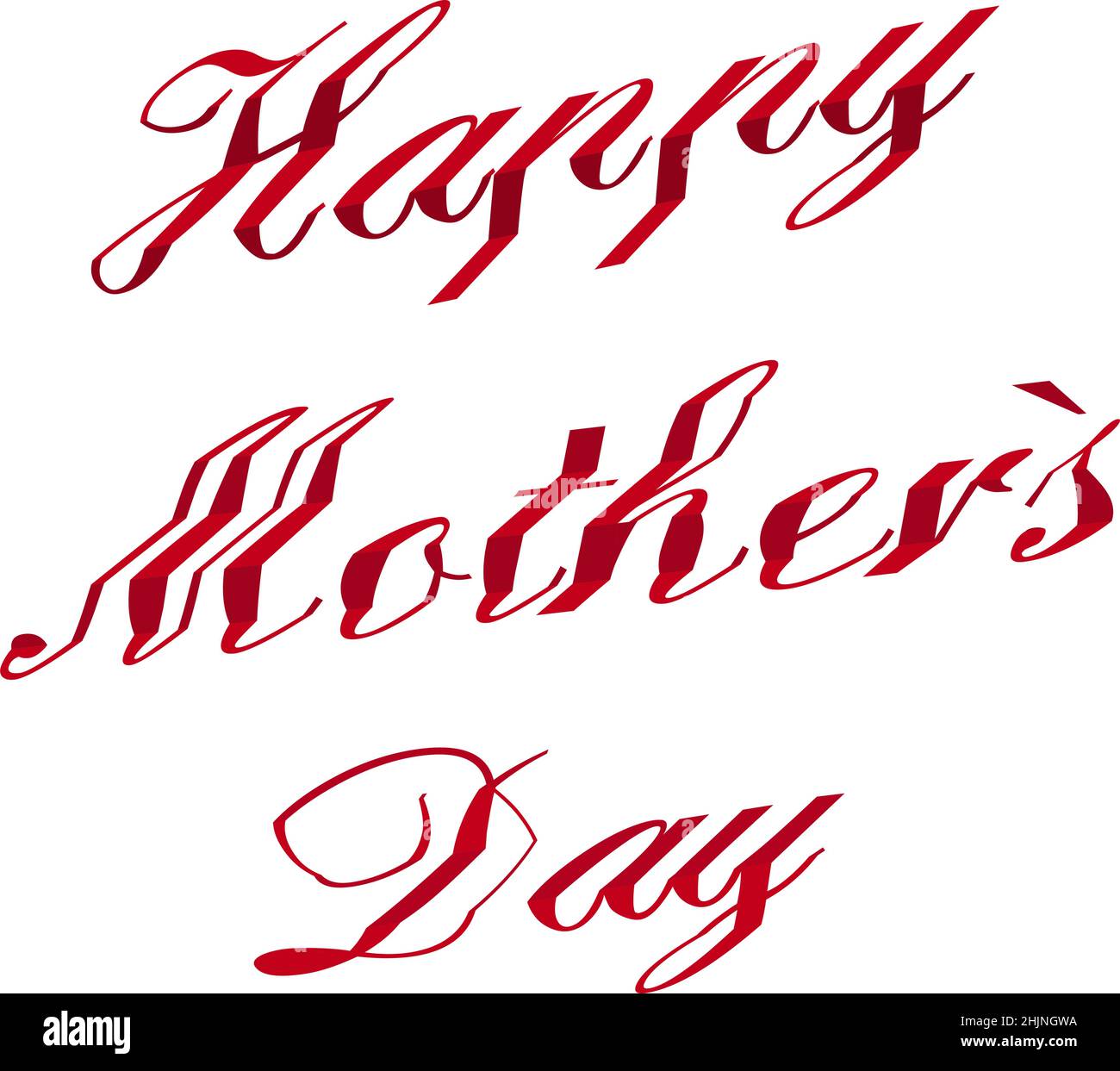 Happy Mothers Day 3D Würfel Schriftstil Vektor Illustration. Rote elegante Poster Kalligraphie Text Worte Happy Mothers Day. Dekorationsbuchstaben. Stock Vektor