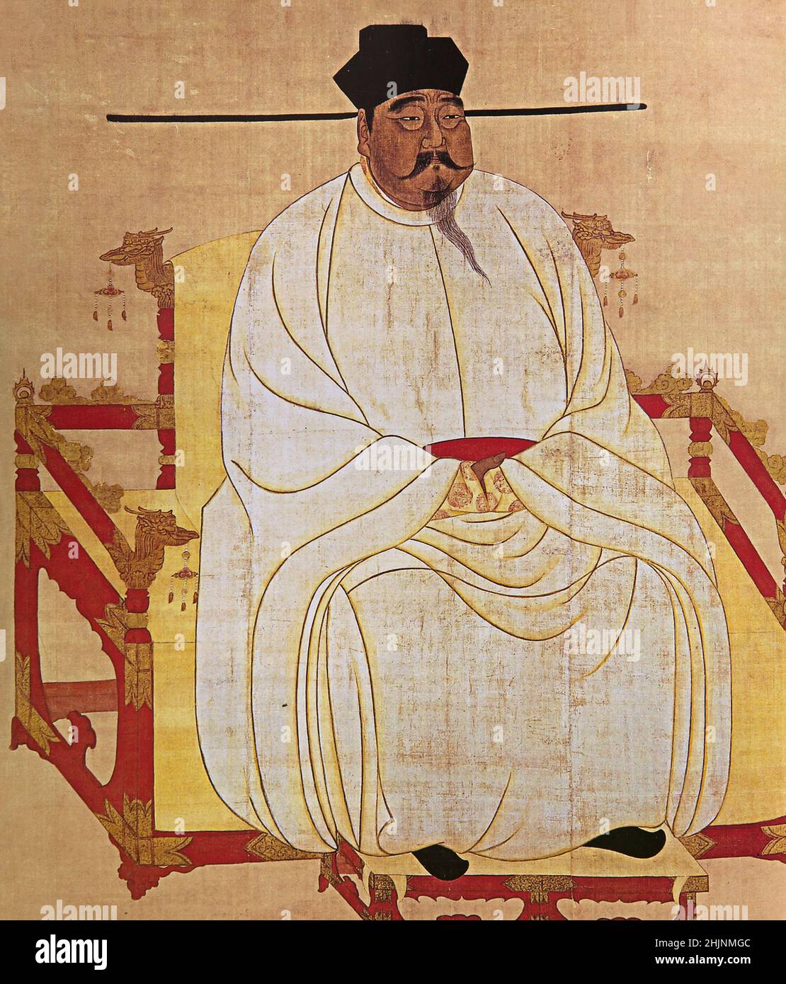 Porträt von Kubilai Khan Malerei auf Seide, anonymer Aryist Stockfoto