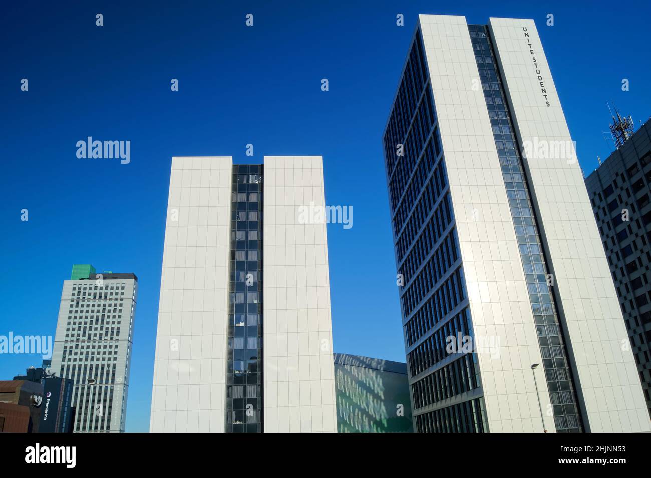 Großbritannien, West Yorkshire, Leeds, Hochhäuser im Stadtzentrum am Merrion Way Stockfoto