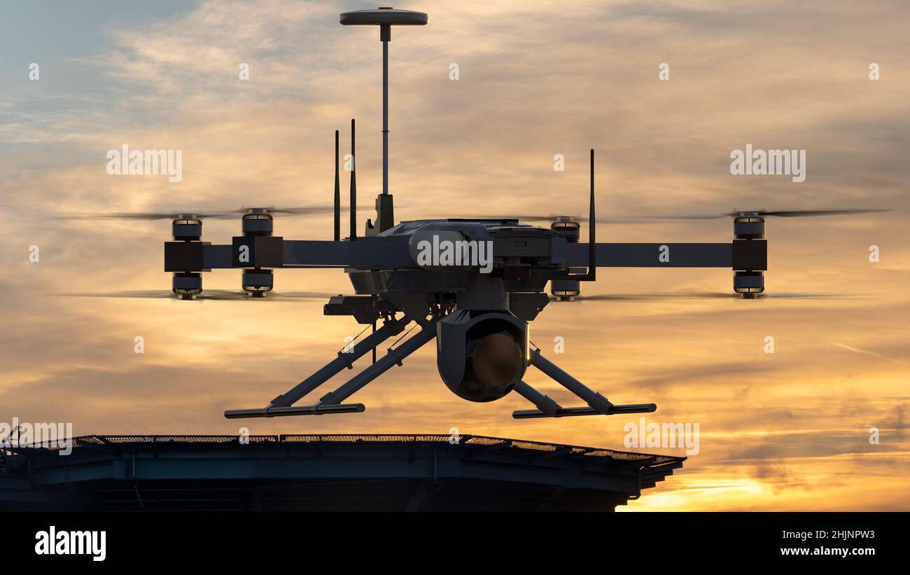 Militärische Drohne für Marineoperationen Stockfoto