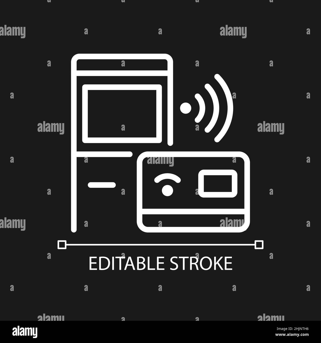 Self Checkout Kiosk Pixel perfekte weiße lineare Symbol für dunkle Thema Stock Vektor