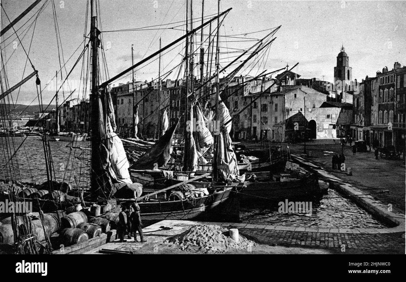 Vue du Port de Saint Tropez (Saint-Tropez) dans le Var, Frankreich (Blick auf den Hafen von St. Tropez) Carte postale ver 1910 Collection privee Stockfoto