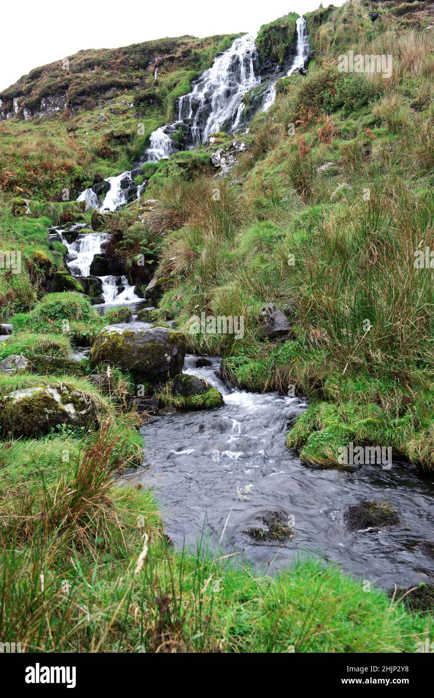 The Brides Veil Waterfall, Scotland Highland, UK, Bergbach fließt Stockfoto