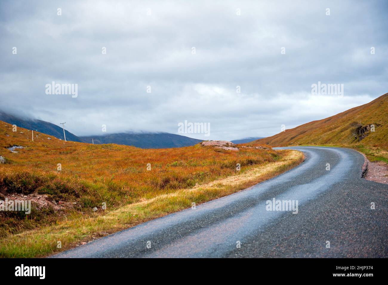 Straße im Glen Etive Valley, Scotland Highlands; Großbritannien Stockfoto