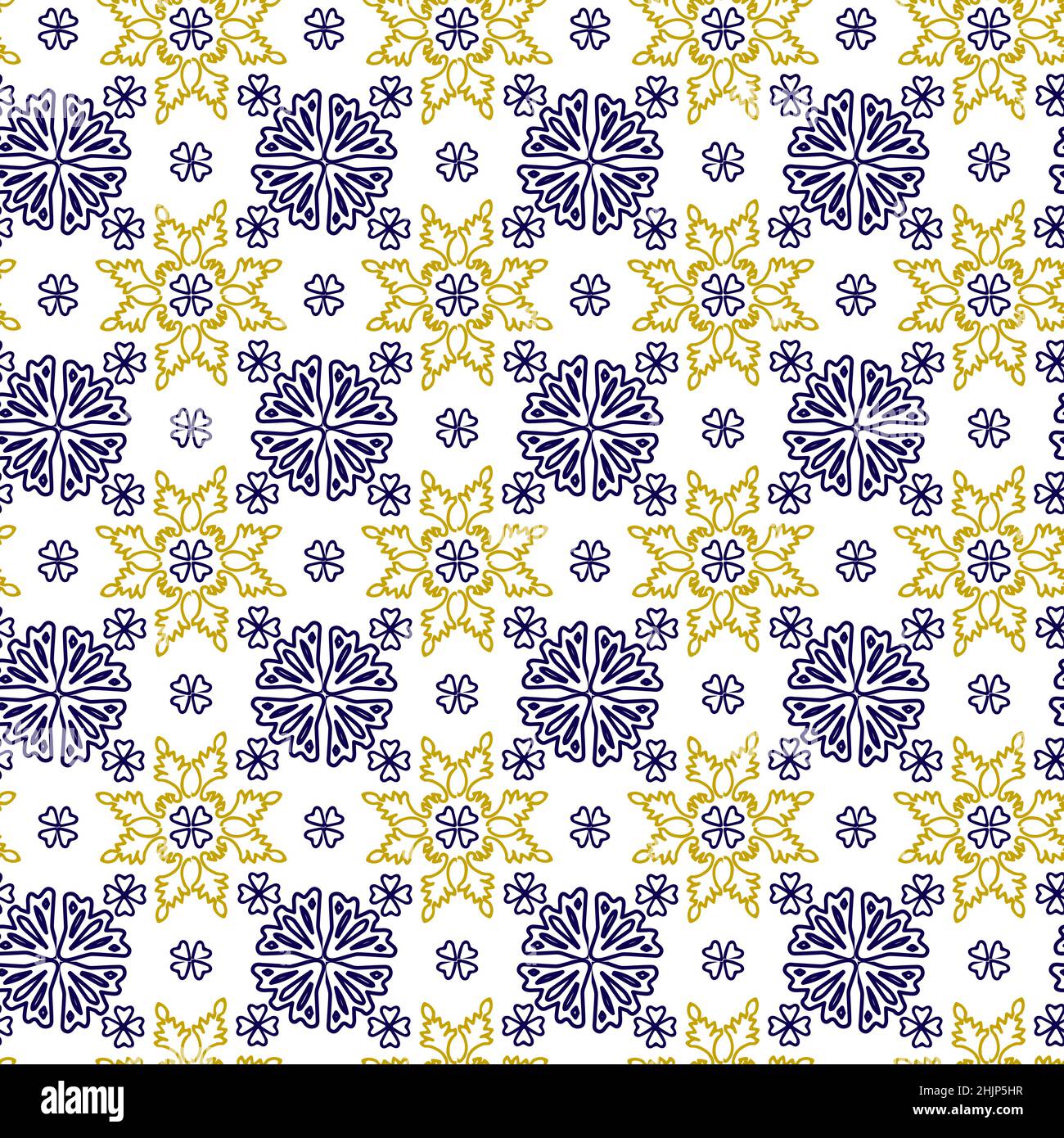 Azuleyo nahtlose Muster gelb und blau Ornament.Portugal geometrische Keramik. Stock Vektor