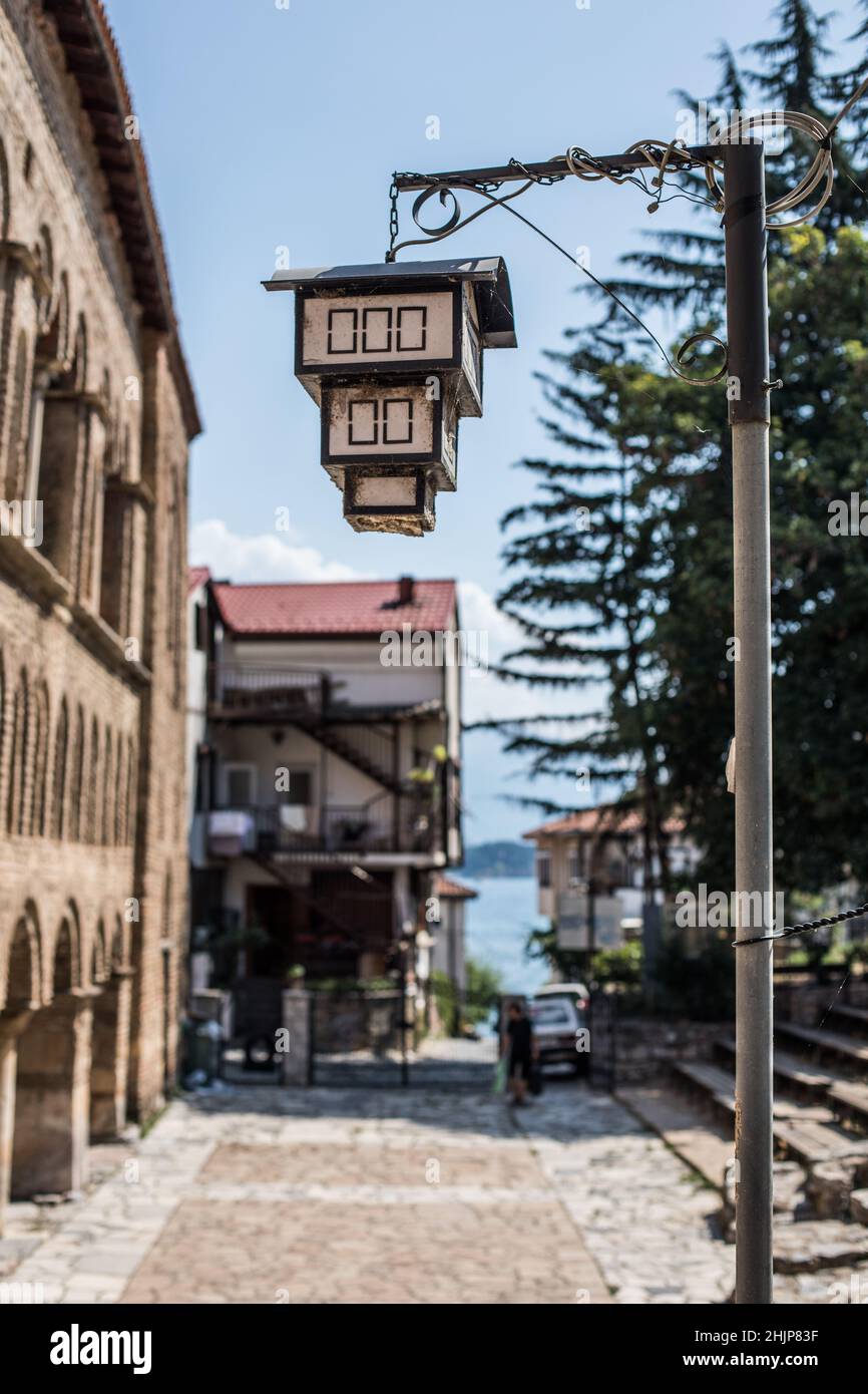 Straßenlaterne in Ohrid, Nord-Mazedonien. Stockfoto