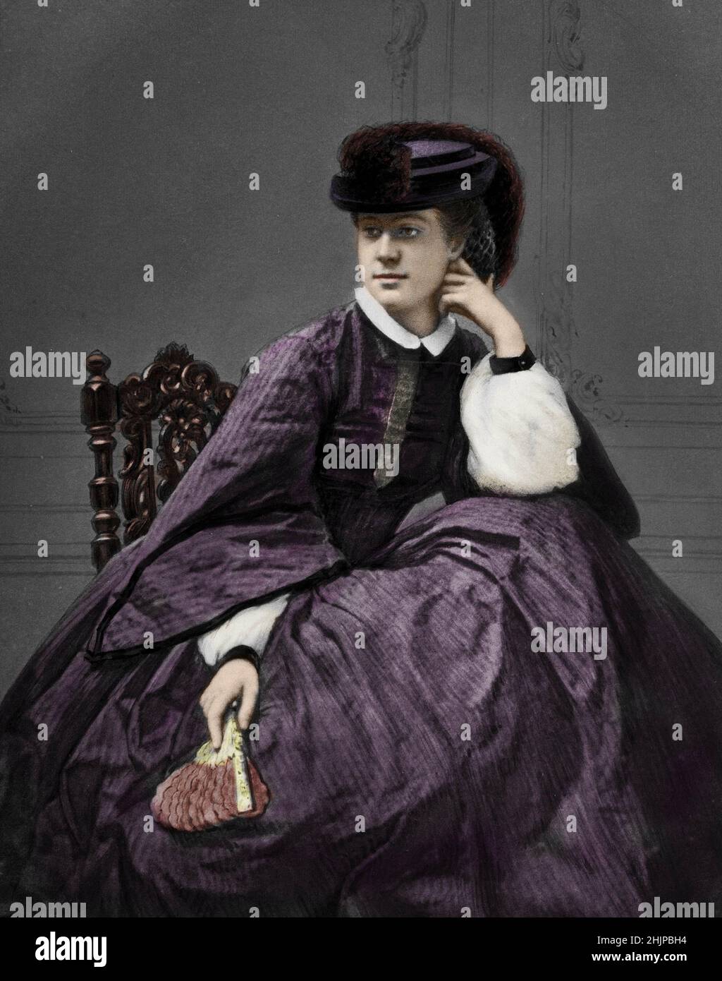 Portrait d'Alexandrine (Alexine) Pieternella Tinne (1835-1869) exploratrice neerlandaise d'apres une photographie de Robert Jefferson Bingham (1825-1875), 1859-1860 ( Dutch Explorer Alexandrine 'Alexine' Pieternella Francoise Tinne) Collection privee Stockfoto