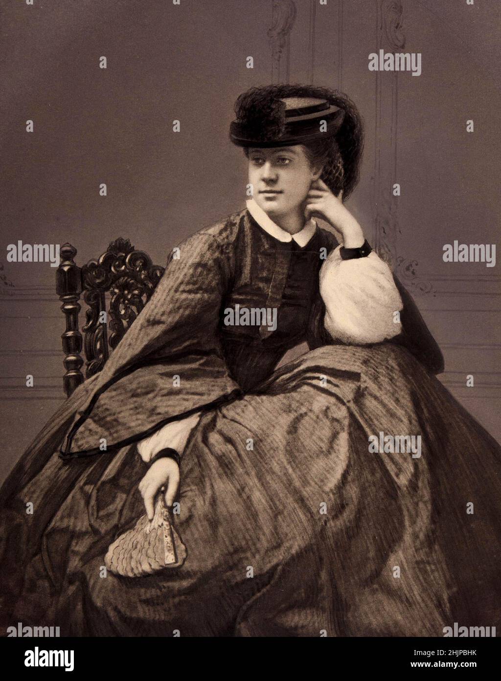 Portrait d'Alexandrine (Alexine) Pieternella Tinne (1835-1869) exploratrice neerlandaise d'apres une photographie de Robert Jefferson Bingham (1825-1875), 1859-1860 ( Dutch Explorer Alexandrine 'Alexine' Pieternella Francoise Tinne) Collection privee Stockfoto