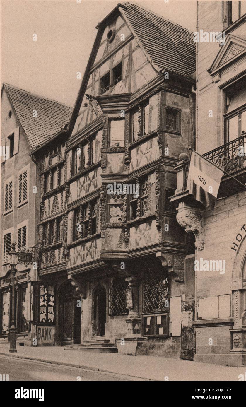 Die Stadt Saverne, die 1870 dem Deutschen Reich eingegliedert wurde, wurde durch den Friedensvertrag von 1919 an Frankreich zurückgegeben. Elsass-Lothringen (1923) Stockfoto