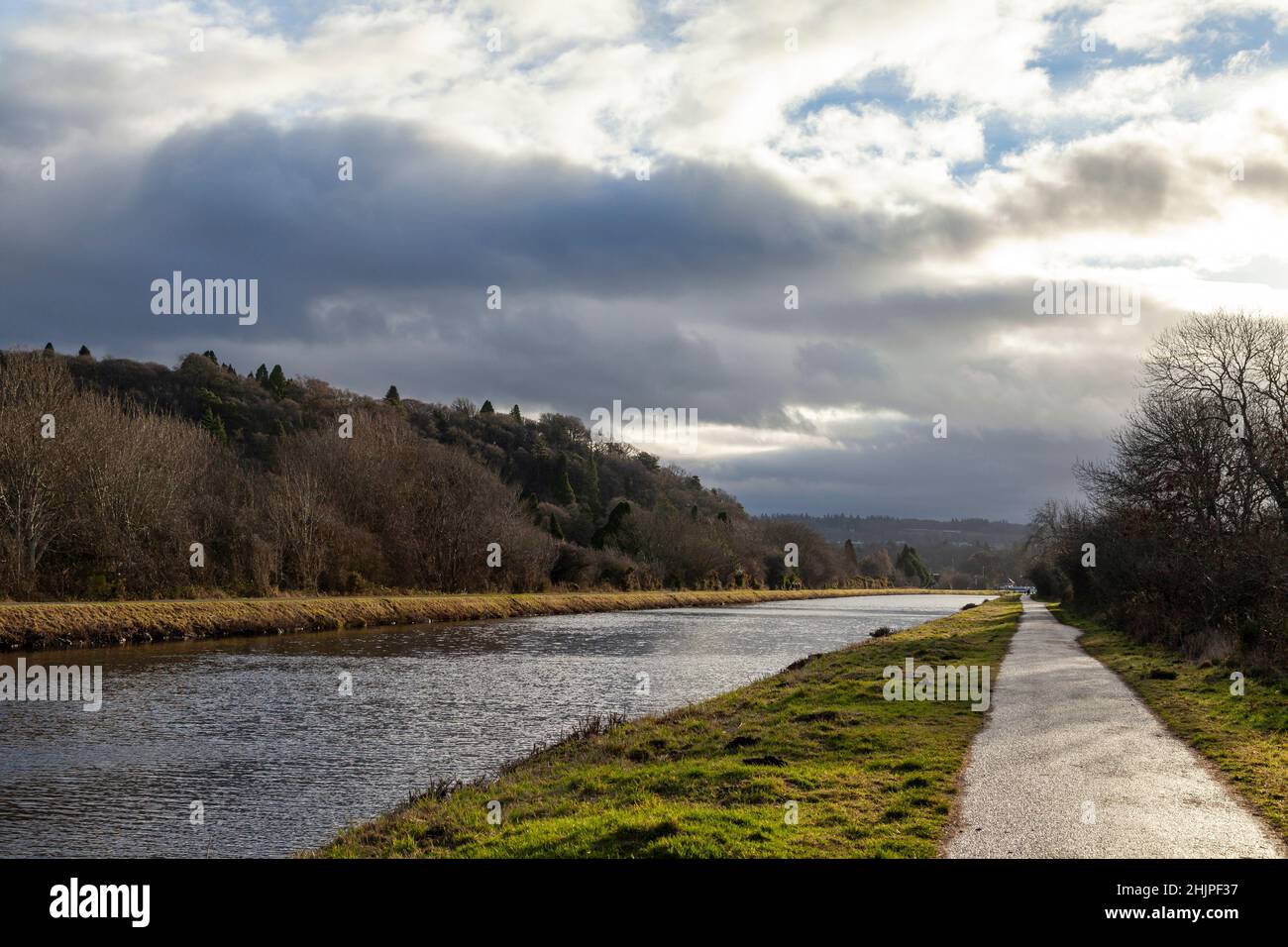 Der Caledonian Canal an einem Wintertag in Inverness Stockfoto