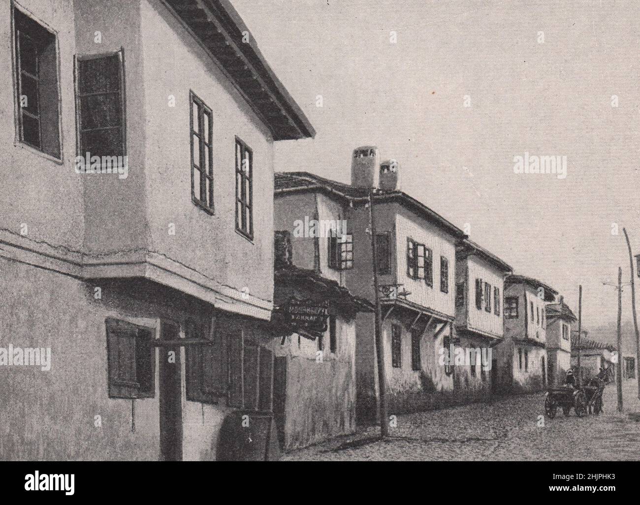 Charakteristische Wohnungen in Belgrads alter türkischer Stadt. Serbien (1923) Stockfoto